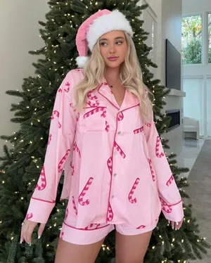 Christmas Candy Cane Pajamas Pink Size M thumbnail 2