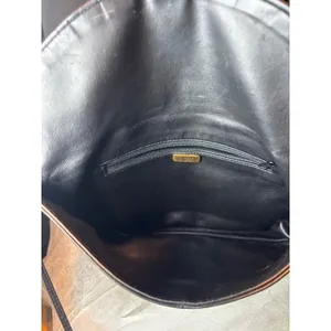 Amanda Smith Vintage Black Leather Crossbody Bag Gold Ring Accent Minimalist thumbnail 7