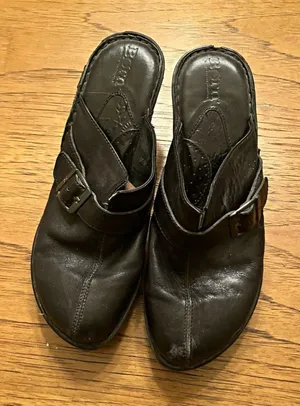 Børn Maya Women's Black Leather Slip-On Mule Comfort Block Heel Size 9 M thumbnail 1