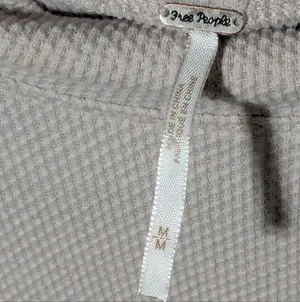 Free People Beige Ribbed Long Sleeve Top, Size Medium thumbnail 2