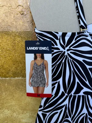 NEW Lands’ End UPF 50+ Adjustable Convertible Swim Abstract Floral Dress, Size M thumbnail 11