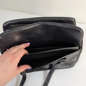Faux leather‎ black double handle hobo bag purse zip multi compartment shoulder thumbnail 6