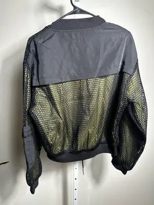 N24. NWT X-CVLT Collection 1 Black Mesh Bomber Jacket Olive Lined Goth Y2K Size L #bomber thumbnail 5