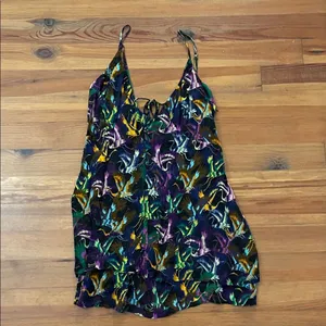 Anthropologie Crane Bird Print Tiered Mini Dress Tunic Top Women's Size L thumbnail 5