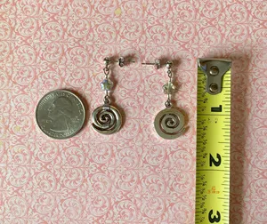 Handmade beautiful quality Czech glass star beads & swirl/spiral stainless steel dangle earrings🌀💚⭐️ thumbnail 4