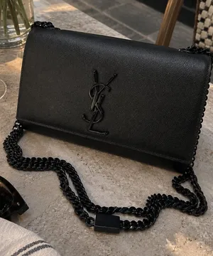 Authentic YSL Saint Laurent Monogram Black Leather Chain Crossbody Shoulder Bag thumbnail 1