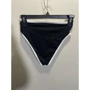 Shade & Shore Womens High Waist High Leg Bikini Bottom‎ Black White XS thumbnail 4