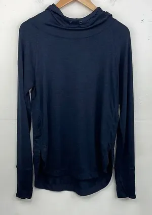Athleta Dark Blue Hooded Long Sleeve Top women’s size Small thumbnail 1