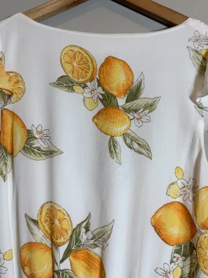 For Love & Lemons Limonada Tie-Front Jumpsuit Women's Medium White Lemon Print thumbnail 15