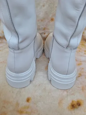 Marc Fisher LTD Malena White Leather Tall Lug Sole Platform Boots Size 8.5 thumbnail 6