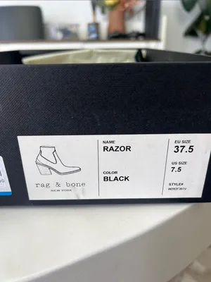 RAG AND BONE BLACK LEATHER RAZOR BOOTIES 7.5M thumbnail 8