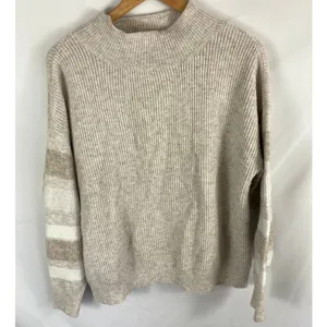Nine West Mock Neck Stripe Sleeve Knit Sweater Size Large thumbnail 1