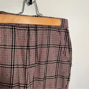 Hollister Women's Sz Small Ultra High-Rise Pant Plaid Houndstooth Beige Burgundy thumbnail 6