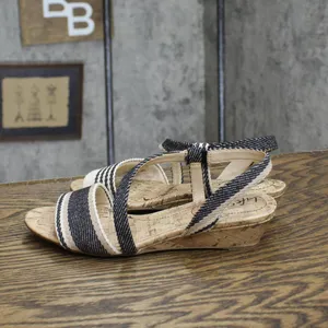 NWT Lifestride Yasmine MISMATCH PRINT Cork Wedge Sandals Natural Multi Brown 6W thumbnail 7