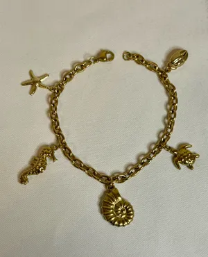 Handmade Gold Beachy Charm Bracelet | Waterproof & Tarnish Resistant thumbnail 1
