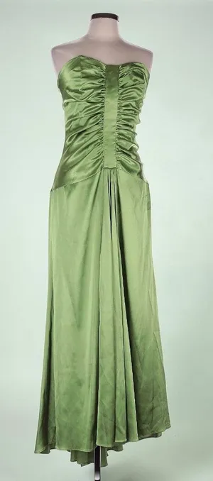 JESSICA MCCLINTOCK Green Satin Prom Cocktail Gown Size 12 thumbnail 1