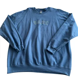 BABE‎ Women's Blue Crewneck Embroidered Sweatshirt XL NWOT thumbnail 1