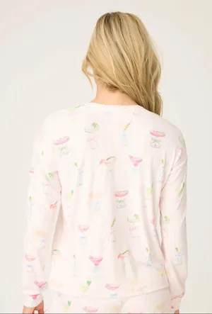 NEW P.J. Salvage Pretty Punch cocktail Pajama Set Baby Pink Stripe Size S thumbnail 5