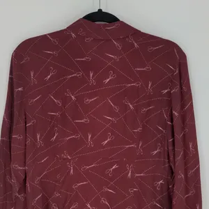 Modcloth A Cut Above Average Shirt Dress Size 12 Burgundy Scissors Hair Stylist‎ thumbnail 13