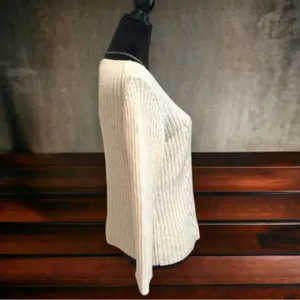 Jones New York Country Cream White Open Cable Knit Sweater Women's Small‎ Casual thumbnail 4
