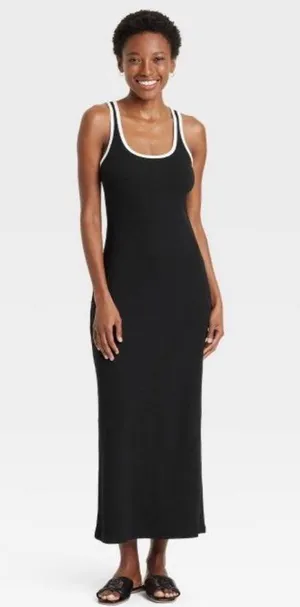 A New Day Women's Knit Midi Tank Dress - Cotton Modal Blend, Sleeveless Pullover, Roundneck, Bodycon Style thumbnail 1