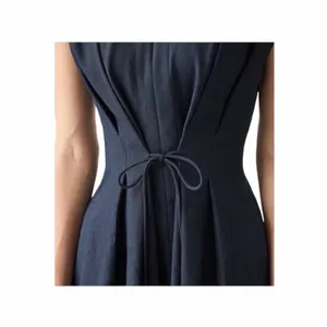 OGL Denim Look Midi Dress Collared Tie Waist Linen Blend NWT Extra Small thumbnail 12