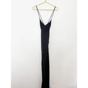 Babyboo Misha Maxi Dress Size Small Black Satin Formal Lace Up Back Wedding thumbnail 4