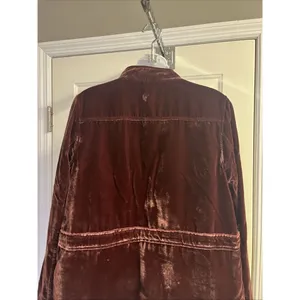 Loft Women’s Velvet Gorgeous Red Button Down Jacket Long Sleeve Pockets Small thumbnail 9
