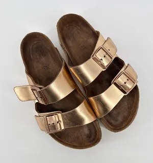 Birkenstock Arizona Metallic Copper Rose Gold Sandals Womens 38 US 7 7.5 Boho thumbnail 1