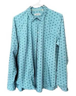 Orvis Button Up Diamond Pattern Roll Up Sleeve Blouse thumbnail 1