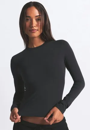 Skims Cotton Jersey Long Sleeve T-Shirt in Soot Size Medium New with tag thumbnail 1