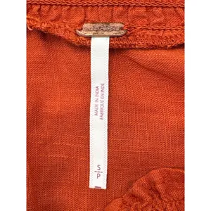 Free‎ People Rose Vines Top Women Small Rust Orange Embroidered Ruffle Smocked thumbnail 8