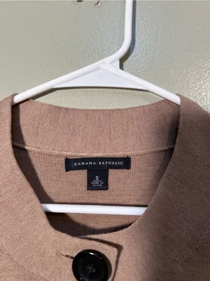 Banana Republic Women’s Size Small Short Sleeve Sweater Dress Tan Brown Buttons thumbnail 10