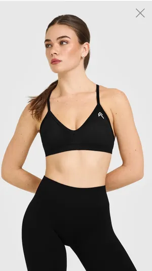 Enhancelift™ Seamless Strappy Sports Bra With White Logo thumbnail 1