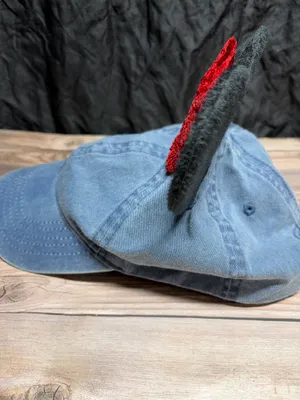 Mouse Ears Blue Denim Baseball Hat Minnie Red Bow thumbnail 3