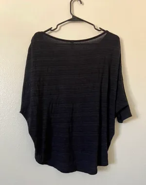Blue/Black Flowy Drape Blouse thumbnail 6