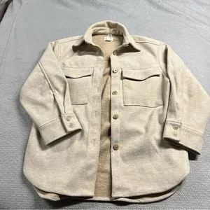 H&M Cream Oversized Relaxed Fit Shirt Jacket Shacket Size XS GUC thumbnail 1
