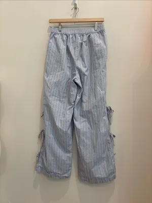 Wild Fable Wide Leg Pants Blue Striped Tie Side Size Medium thumbnail 5
