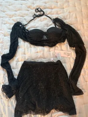 Oh Polly Black set Sparkle Mini Skirt tops thumbnail 3