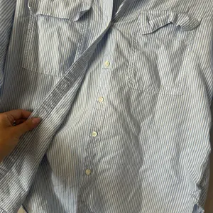 Babaton Relaxed Drapey Twill Button-up Utility Shirt Blue Stripe Size XS thumbnail 7