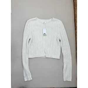 BP Cardigan Sweater Womens Size XS Ivory Cropped Cable Knit Button-Front thumbnail 3