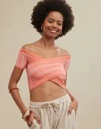 Aerie Sweater Top Knit Ribbed Crop thumbnail 2