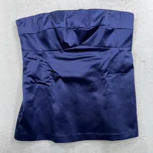 Y2K The Limited M Strapless Top Purple Satin Vintage Pleated Bust Side Zip NEW thumbnail 2