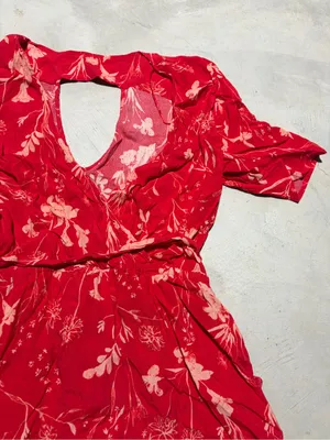 Gentle fawn Red Floral V-Neck Romper large thumbnail 3