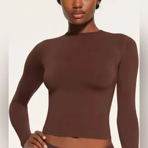 Nwt Skims (G14) Soft Smoothing Long Sleevet-Shirt In Cocoa Xs thumbnail 2