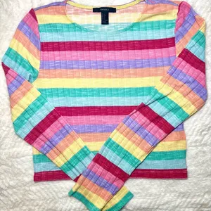 Forever 21 Rainbow Striped Long Sleeve Top thumbnail 1