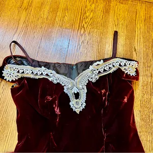 Vintage 80s/90s Zum Zum Velvet Gown Burgundy Sweetheart / off the shoulder 13-14 thumbnail 10