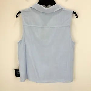 Lulus Casual Contentment Light Blue Linen Button-Up Collared Tank Top Medium NWT thumbnail 9