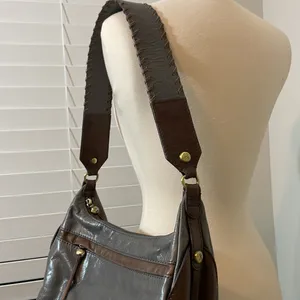 Hobo leather satchel gray‎ and brown Gray thumbnail 3