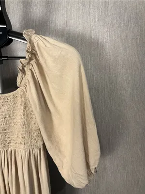Women’s Cream Smocked Off-Shoulder Maxi Dress Size 2 thumbnail 14
